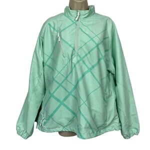 Glen Echo Golf Windbreaker Jacket XL Womens 1/4 Zip Pullover Pockets Mint Green